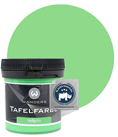 Wanders24 Tafelfarbe (100ml, Hellgrün) Blackboard Paint - Tafellack - abwischbare Wandfarbe - in 20 Farbtönen erhältlich - Made in Germany