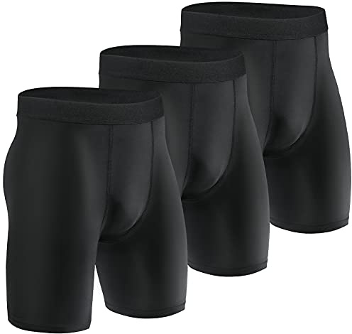 Niksa 3 Pack Compression Shorts Men Quick Dry Black Performance Athletic Shorts-L