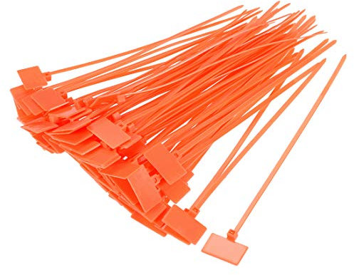 sourcing map Cable Zip Ties 6 Inch Label Tag Mark Self-Locking Nylon Wire Strap Orange 80pcs
