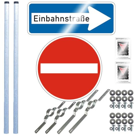 TMS PRO SHOP Komplett-Set Einfahrt: Einfahrt verboten, Einbahnstraße rechts zum Einbetonieren aus Aluminium, Stahl, Art.-Nr. 607305