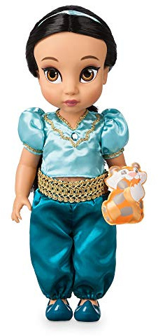 Disney Store Poupée Jasmine, Collection Animator, Aladdin, 39 cm / 15 avec Chevelure réaliste, Tenue et Chaussures, Peluche Rajah en Satin, poupée pour Les Enfants de 3 Ans et Plus.