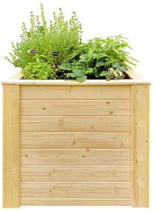 Hochbeete aus Fichte - aus nachhaltiger nordeuropäischer Fichte gefertigt - nutzbar als Pflanzkasten, Kräuterbeet oder Anzuchtbeet - Lieferung inkl. Kleineisen und Pflanzfolie (L 76x B 76x H 79 cm)
