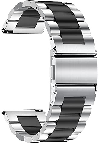 TStrap Uhrenarmband aus Metall 20mm - Schwarz Uhrenarmbänder mit Schnellverschluss für Herren und Damen - Smartwatch Armband aus Gebürstetem Massivem Edelstahl Ersatzband - 16mm 18mm 20mm 22mm