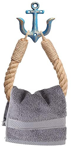 Niciksty Porte Papier Toilette Vintage - Corde Industrielle - pour Salle de Bain Motif Ancre en Métal, Porte-Papier Salle de Bain