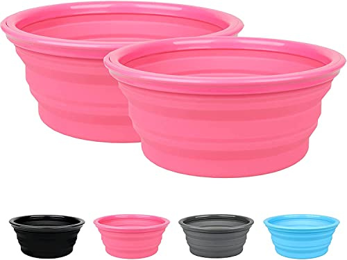big buddy® 2X Futternapf faltbar aus Silikon | 1L Reisenapf für Hunde und Katzen | Faltnapf, Hundenapf, Wassernapf Trinknapf (2X Rosa)