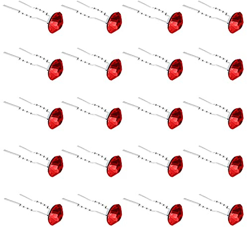 ZOUIQSS 20 Pack (Rouge) Strass Épingles à Cheveux Pinces à Cheveux en Cristal pour Mariée Mariage Femmes Accessoires de Bijoux de Cheveux, avec Récipient Transparent