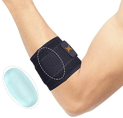 Thx4COPPER Coudière Epicondylite Support de Compression avec Silicone, Coudière Strap Tennis,Golf Elbow, Bandage de Coude Réglable pour Tendinite, Bandage d'avant Bras-L