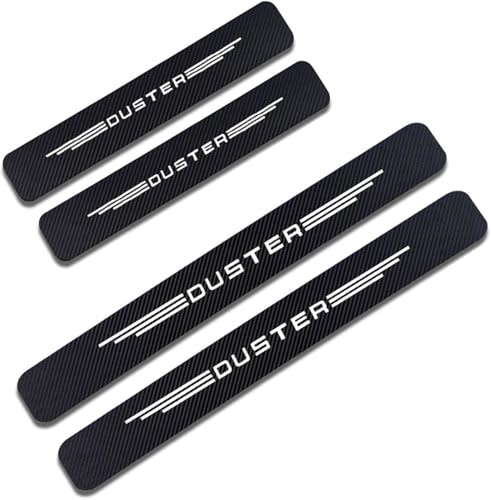 4 pcs Car Door Sill Protector Strips for Ren-ault Dacia Duster, Carbon Fiber Threshold Stickers Kick Plates Trim Film Auto Body Styling Accessory,White