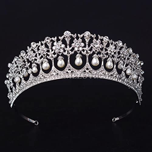 MOOCO MORNING Vintage Royal Pearl Hochzeit Krone Prinzessin Diana Tiara Braut Haarschmuck
