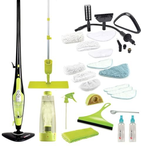 H2O HD PRO – Dampfreiniger & Dampfbesen, 2-in-1 Handdampfer, 1500 W, 450 ml Tank, mit Wasserfilter + H2O E3 Reinigungssystem, chemiefrei