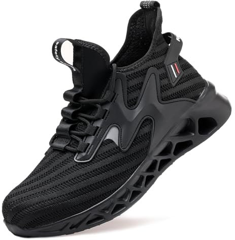 Mr.lisafe Steel Toe Cap Trainers - Mens & Womens Lightweight Non-Slip, Puncture Proof, Breathable Safety Shoes (Black, 8UK)