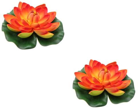 IMIKEYA 2 Stück Elegante Künstliche Seerose 18 cm Orange Künstliche Lotusblume Für Kleinen Teich Pflegeleicht Kein Gießen