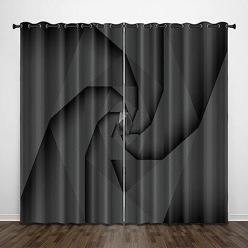 Verdunkelungsvorhänge Kräuselband Schwarze Geometrie Set Kindergardinen Mädchen Verdunkelungsvorhänge Mit Ösen Blickdichter Kinderzimmer Schlafzimmer Vorhang-3K4P1C9G0A9