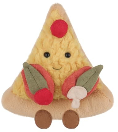 Apricot Lamb Comida deliciosa pizza juguetes de peluche para niños, suave y lindo peluche para bebés niñas y niños, comida esponjosa, deliciosa pizza amarilla, 16 cm