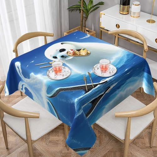 YYHWHJDE Wasserdichte Tischdecke für Picknick-Party, quadratische Tischdecke, Dekoration, 137,2 x 137,2 cm, quadratische Tischdecke für 76,2 - 117,8 cm, Zuhause, Esszimmer, Küche, Dekoration, Harfe,