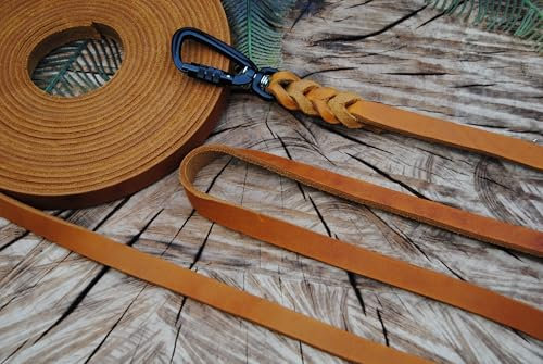 Elegante Soft-Fettleder Leine geflochten 16mm x 2m Cognak Twist-Lock Sicherheits-Karabiner (ohne Schlaufe)