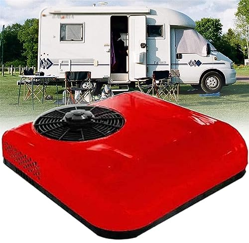 ZHIXUMM Climatiseur 12 V/24 V CC, Climatiseur De Toit éLectrique Universel pour Camion De Camping-Car, Climatiseur De Camping-Car IntéGré Monté sur Le Dessus, Unité AC-Refroidissement,Red-24V