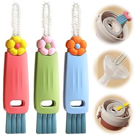 3 in 1 Cup Lid Cleaning Brush, 2024 Multifunctional Crevice Portable Cup Lid Cleaning Brush for Bottle Gap Tight Spaces Cup (3 PCS)