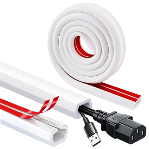 Gaine de câbles blanche auto-adhésive pour gestion des câbles, mini protecteur de câble flexible pour fils sur mur et sol pour cacher les fils pour câbles électriques