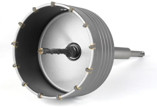 BINOTA Sega a Tazza per Calcestruzzo da 115 mm, con Punte da Carotaggio Circolare, Sega a Tazza, con Codolo SDS Plus 220 mm, per Calcestruzzo, Cemento, Muri in Mattoni, Muratura
