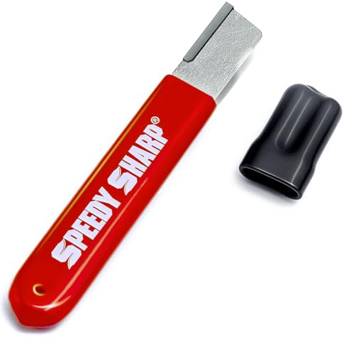 Speedy Sharp, Tool Sharpener, Blade Sharpener, Carbide Sharpener, Knife Sharpening Tool for Kitchen knives Garden Tools Axe Pocket Knives Pruning Shears Hedge Scissors Clippers Pocket Knives (RED)