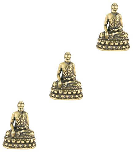 Cabilock 3St Buddha-Figur Buddha Statue Buddha Figuren gartendekoration Tischdekoration Buddha Kupfer Dekofigur antike Buddhafigur kreative Buddha-Statue Kupferfigur Kupferhandwerksdekor