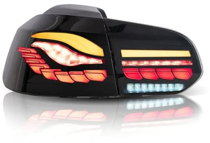 ALaaaaL Auto Rücklicht für VW Golf 6 Dragon Scale MK6 Golf R20 GTD 2008-2014,Auto-Heckstoßstangenbremslicht Heckblinkerreflektorlampe Ersatz Zubehör,Smoke