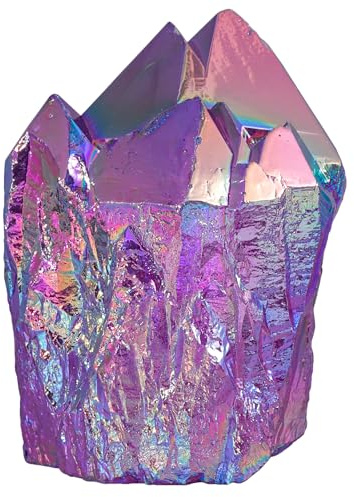 mookaitedecor Cristallo di rocca naturale pietra grezza druse cristallo punti, titanio rivestito angelo aura quarzo druse pietra preziosa pietre decorative, viola