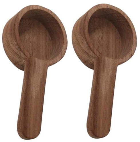 SCOOP DE MADERA, 2 piezas Cosas de café de madera que mide las cucharadas, cucharada de café pequeña de 3.9 pulgadas, cucharada de madera reutilizable para cocina de té azúcar frijoles especia.