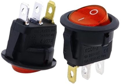SZUYRWLP connecteurs 5 pièces lumière Rouge on-Off SPST Interrupteur à Bascule Rond 220v 12v(220V)