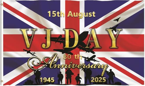 Bandiera VJ Day 80° Anniversario Vittoria in Giappone Grande Bandiera Decorazione Regali 1,5 m 0,9 m