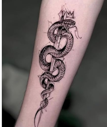 2Pcs Herbal Temporary Tattoos Stickers Fake Tattoos Snake Dark Juice Female Male Semi-Permanent Non-Reflective Waterproof Lasting 2 Weeks