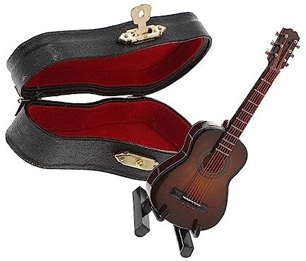 Toyvian Miniatura Di Chitarra in Legno Riproduzione Di Chitarra Piccola Decorazione in Miniatura Per Casa Delle Bambole Oggetto Di Collezione Piccolo
