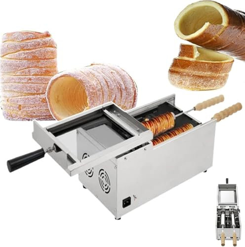 McbeAn Commercial Hungarian Chimney Cake Oven, Chimney Cake Making Machine Oven Machine with 2 Roller, 50°C-300°C Temperature Adjustment, Electric Chimney Bread Roll Maker, Hungarian Chimney Cake
