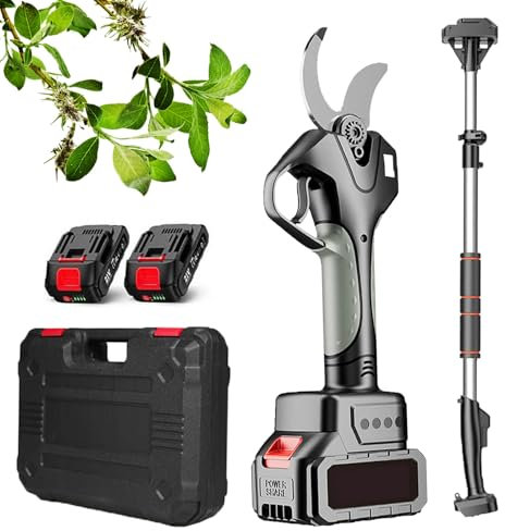 Potatura elettrica Forbici da potatura, potatore professionale a batteria per potatura alberi, tagliarami, con asta di prolunga, regolazione del bordo del coltello da 6 cm, 2 batterie,1*battery
