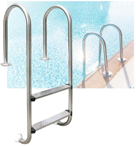For piscina a 2 gradini, gradini in acciaio inossidabile interrati, con corrimano, facile da montare for parco acquatico all'aperto(2-steps1.0mm)