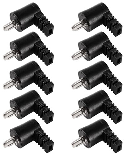 KUOQIY 10 Stücke 90 Grad 2 Polige DIN-Lautsprecherstecker, 2-Polige HiFi-Lautsprecherkabelstecker mit Schraubanschluss und Knickschutz, mit Schraubendreher, für HiFi-Lautsprechergeräte
