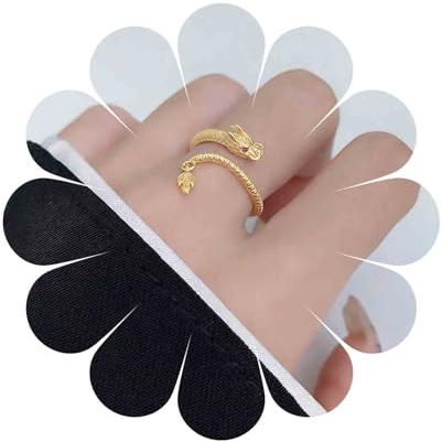 Aneneiceera Anelli Vintage Del Drago Mezzo Aperto Drago Wrap Ring Oro Regolabile Drago Dito Anello Punk Drago Anelli Gioielli Per Le Donne (oro)