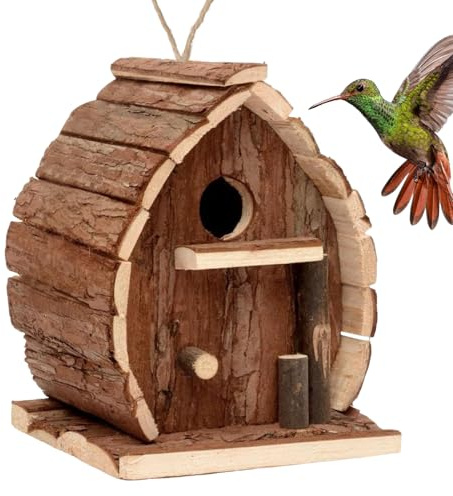 Casa para Pájaros de Exterior - Casas para Aves de Exterior,Refugio Decorativo Rústico de Madera para Jardín Balcón Patio Árbol