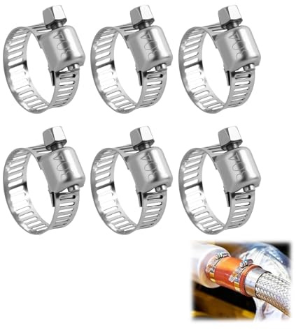 Stainless Steel Hose Clips - 6PCS Adjustable Worm Gear Hose Pipe Clamps, Durable and Rust-Proof Jubilee Clips for Automotive, Plumbing, Garden, and Pool Applications