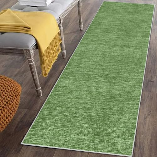 Läufer Teppich für Flur Lang Rutschfest 50 x 180 cm Grün Küchenläufer Teppich Läufer für Küche Waschbar Teppichläufer Flur Teppich Küchenteppich Schmutzfangmatte für Eingang Wohnzimmer Schlafzimmer