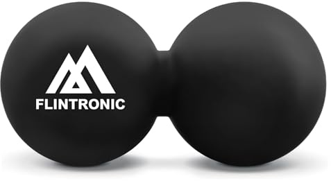 Flintronic Massage Ball, Double Lacrosse Ball, Hard Peanut Massage Ball, for Myofascial Release, Foot, Back, Trigger Point Therapy, Deep Tissue Massage, Black
