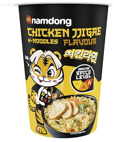 Namdong Chicken Jjigae Noodle Pot Korean-style instant noodles with a sachet of chilli mix 84 g