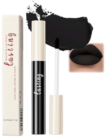 Clawrex Flüssiger Matte Lipgloss, Liquid Lipstick, Long Lasting Lippenstift für Halloween und Karneval, Hydrating, Glatt Samtige Cremige Textur, Wasserdicht, Hochpigmentierter Lip Gloss (24#Schwarz)