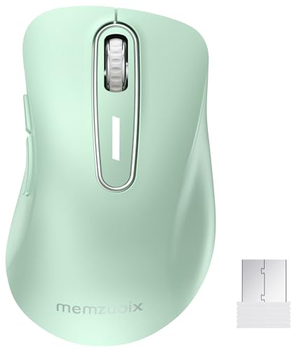 memzuoix USB-mus 2.4GHz, Optisk Trådad Mus 1400 DPI med Mini USB-mottagare, 5 Knappar och Batteridriven för Laptop, Stationär Dator, Macbook - Ljusgrön