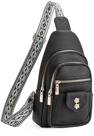 GAEKEAO Brusttasche Damen, Sling Bag Kleine Umhängetaschen Veganes Leder Schultertasche mit Verstellbarer Gurt Handtasche für Reisen Wandern Einkaufen, Geschenk für Frauen