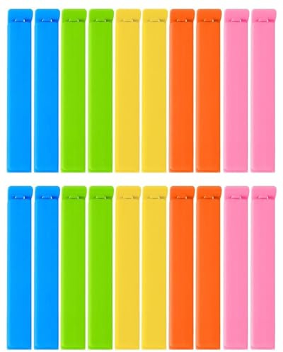 HUVZOR 20 Piezas Pinzas Cocina Bolsas, 11 cm Pinzas Cierre Bolsas, Color Pinzas-Bolsas Alimentos, Pinzas-Comida Plastico para Galletas de Nueces de Café, 4 colores