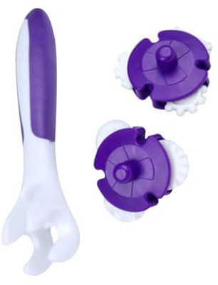 Three Piece Cake Roller Plastic Reusable Tool for Home Fondant Baking | Purple Finish, Easy to Clean Design, Useful Kitchen Utensil for Dessert Making and Bakery Supplies