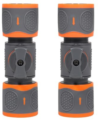 2pcs Raccord Tuyau Arrosage avec Valve ABS pour Jardin Lavage Pratique | Emboiture rapide sans outil, debit controle precis, junction etanche robuste, multifonction exterieur, installation manuelle