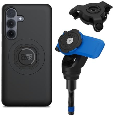 Quad Lock Handlebar Clamp Motorcycle Phone Mount with Vibration Dampener and MAG Phone Case for Galaxy S26+